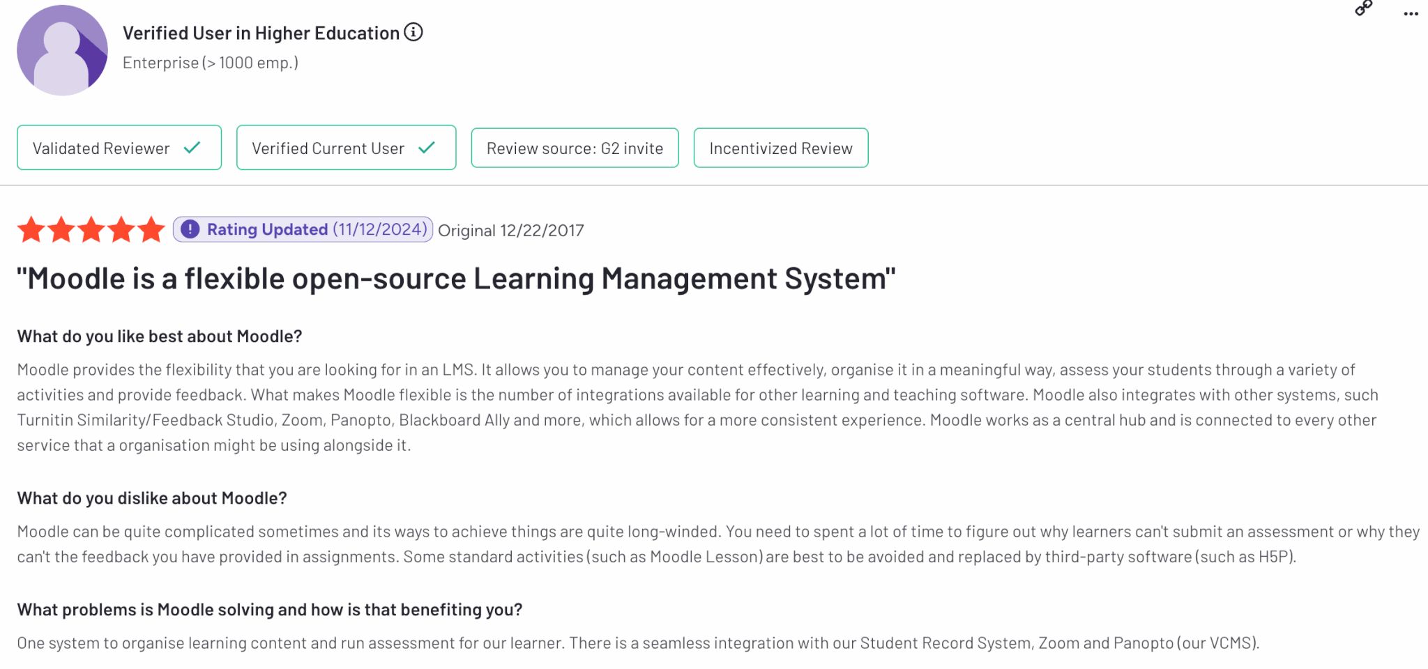 Moodle reviews