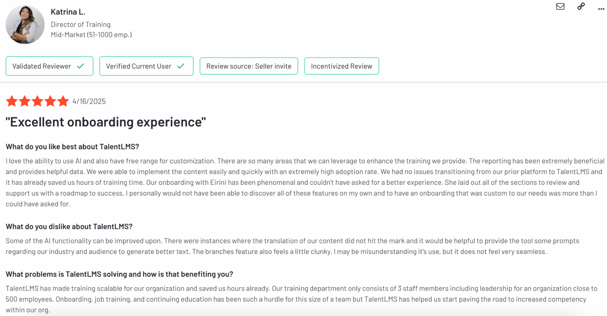 TalentLMS reviews