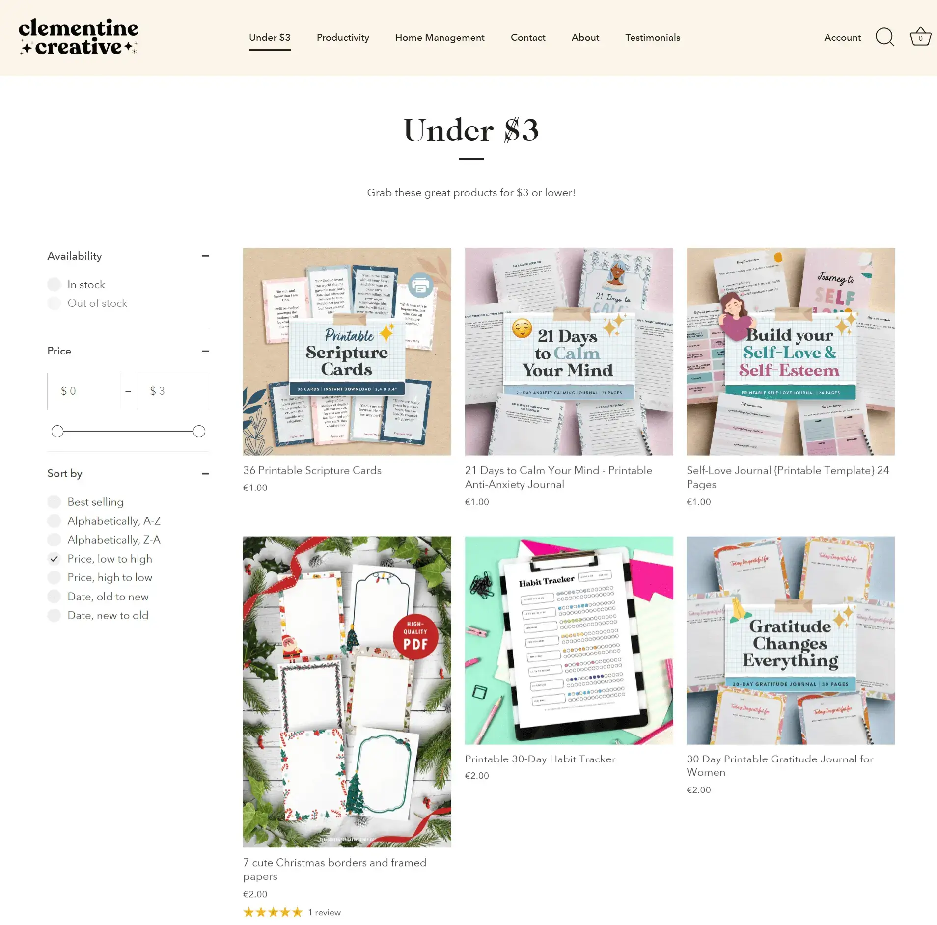 Clementine Creative budget-friendly templates directory