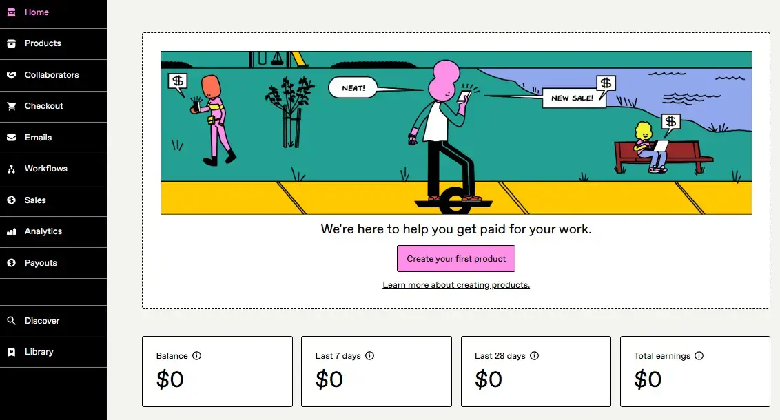 Gumtree's user interface for admin with a menu on the left and your dashboard on the right