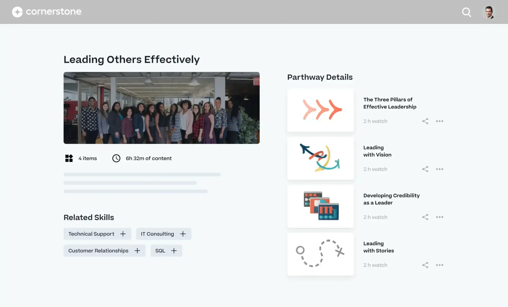 Cornerstone OnDemand learning pathways and related skills for each