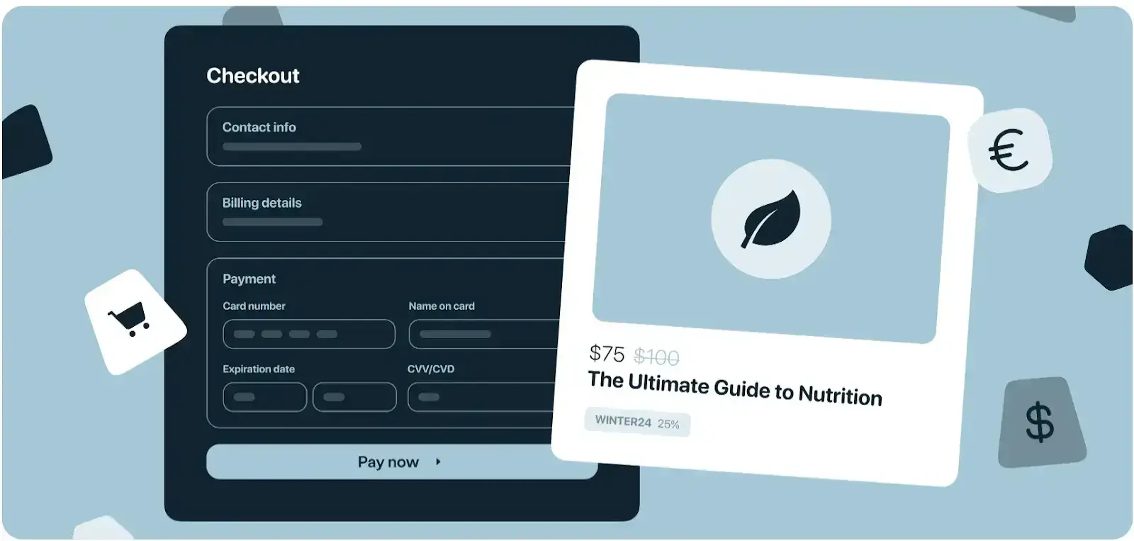 A screenshot of Podia's checkout interface for digital product sales