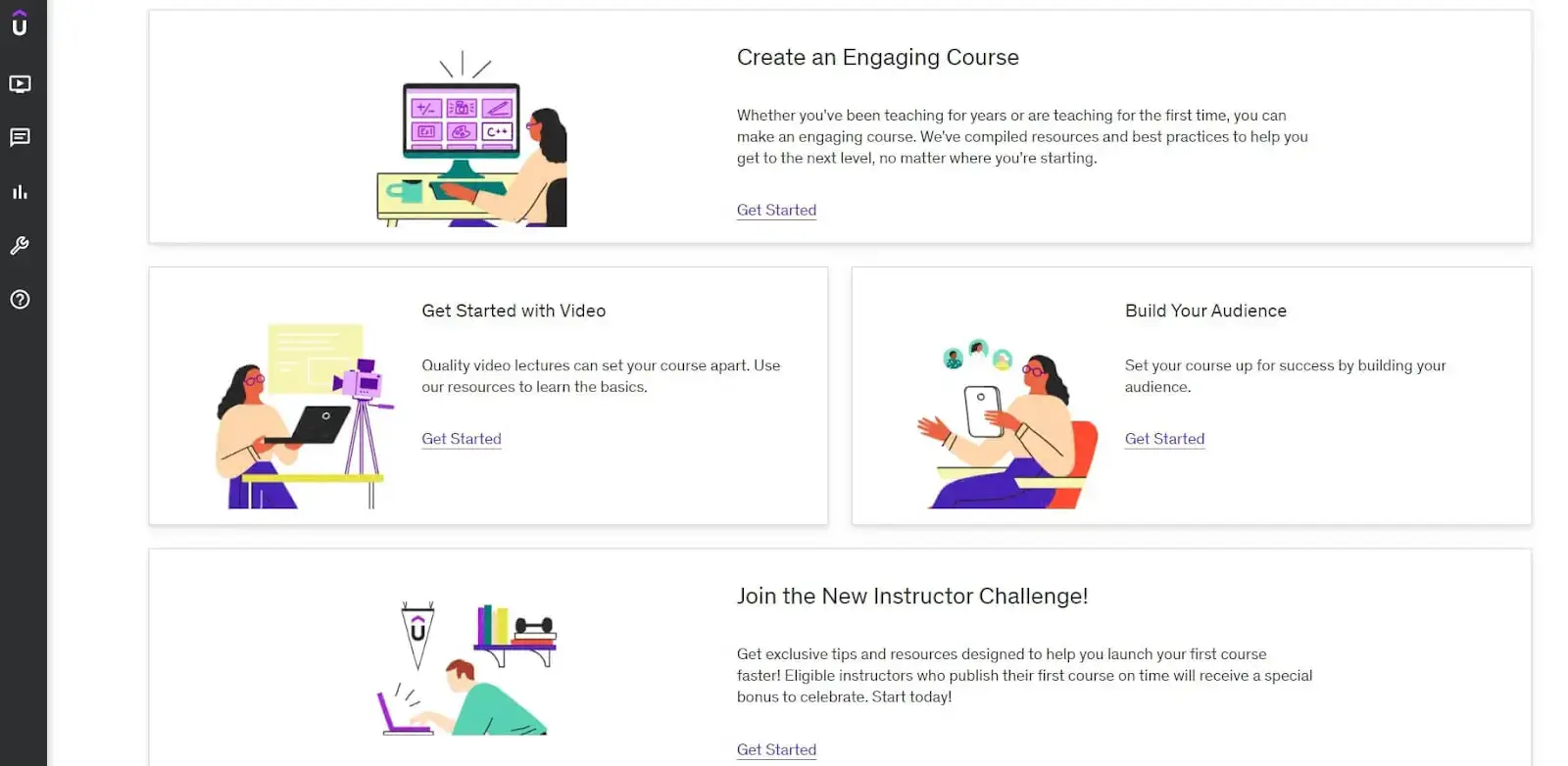 Udemy's dashboard, showcasing the layout and features for user navigation and course access.