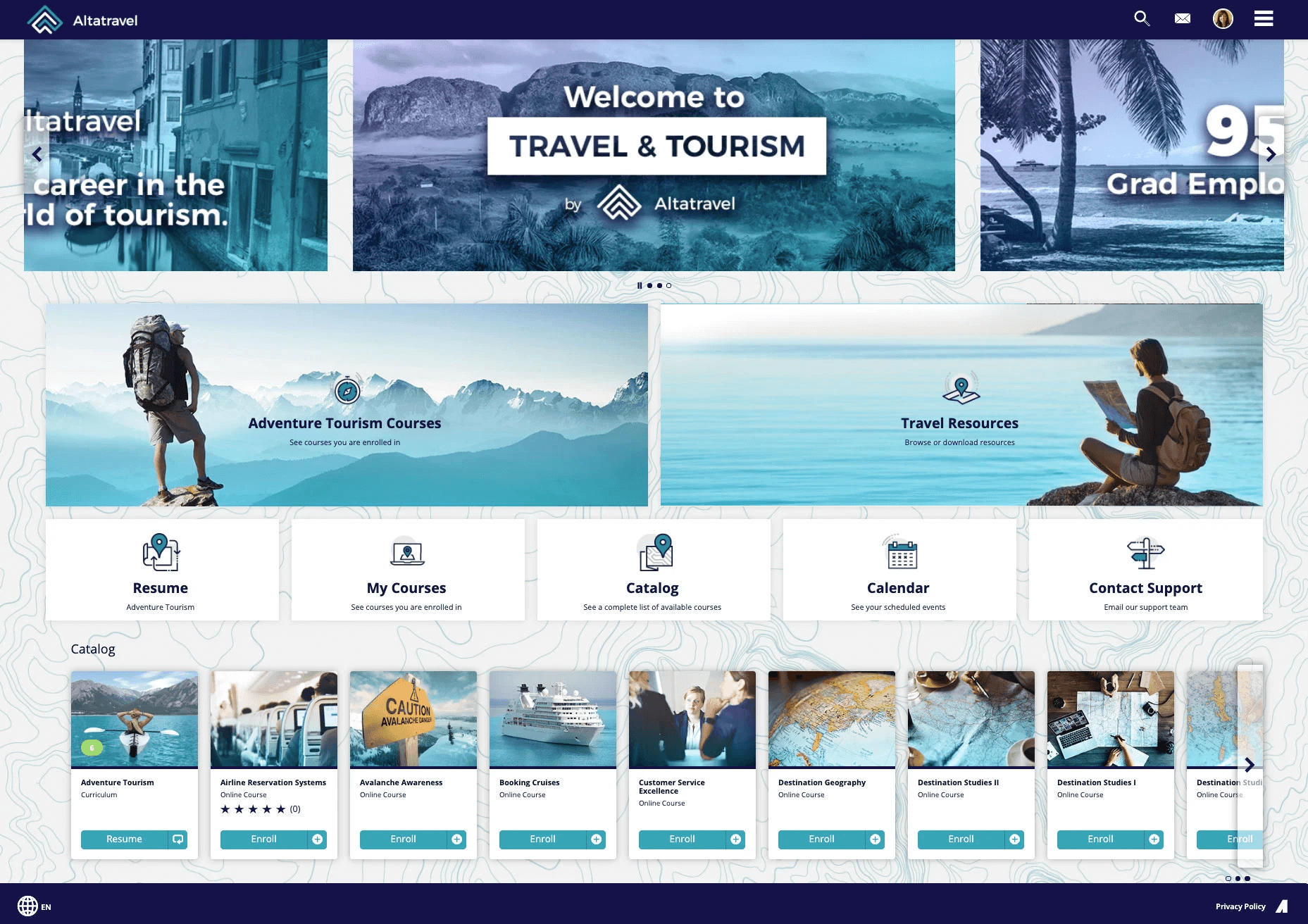 Custom content library created for a travel and tourism company with Absorb LMS