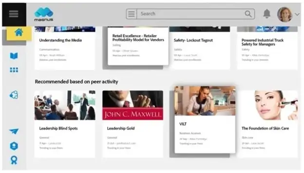 A screenshot of Adobe Learning Manager's dashboard.
