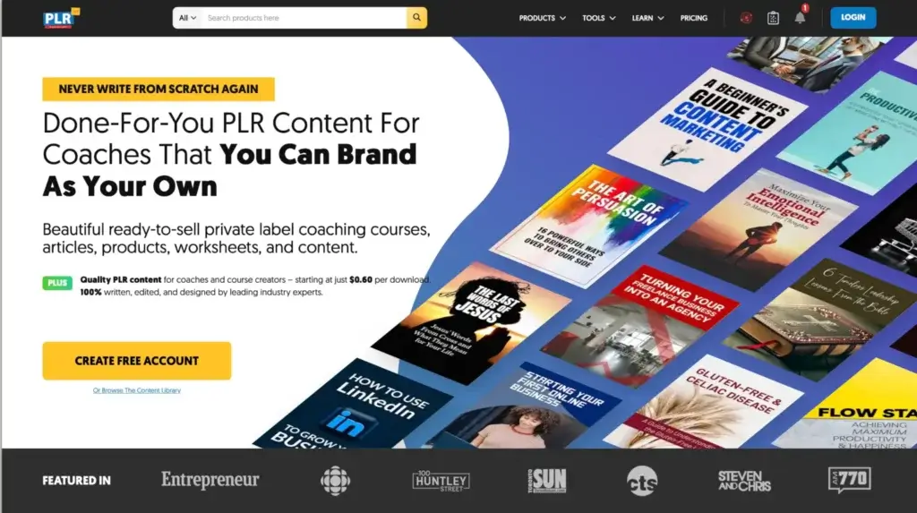 A screenshot showing part of PLR.me's website.