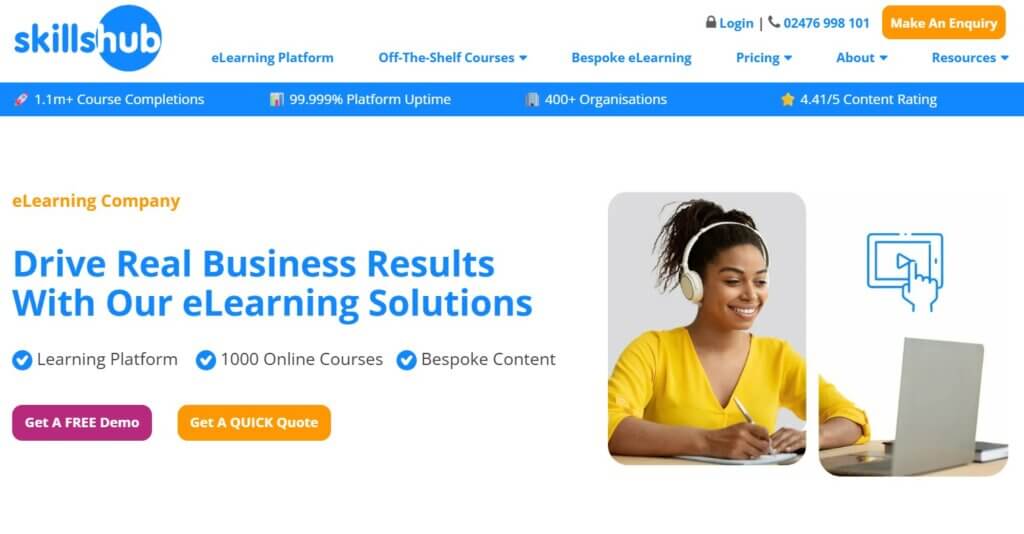 A screenshot showing part of Skillshub website.