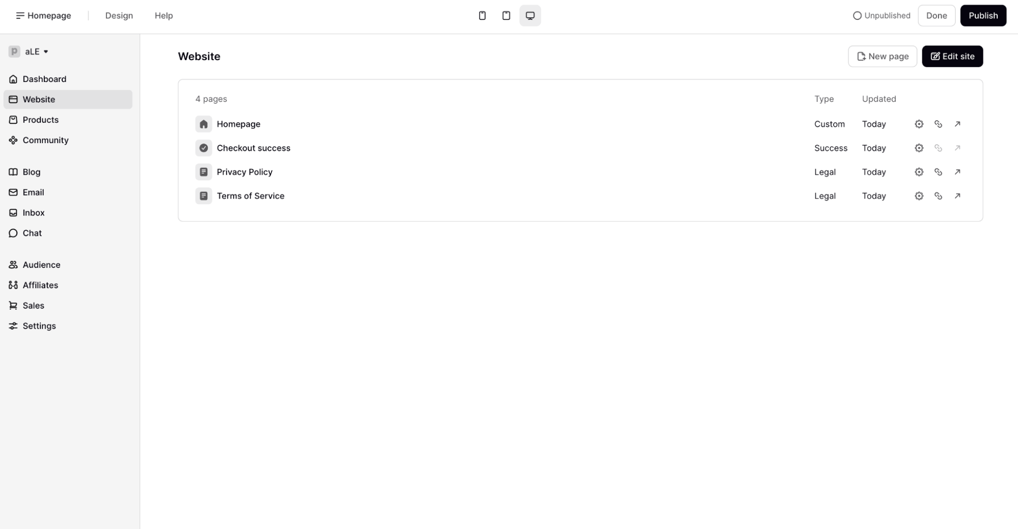 A screenshot showing Podia's dashboard.