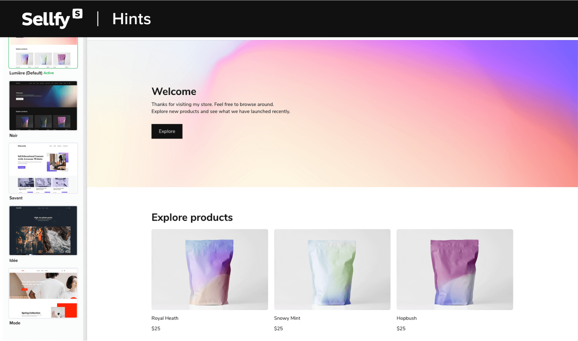 A screenshot showing Sellfy's dashboard.