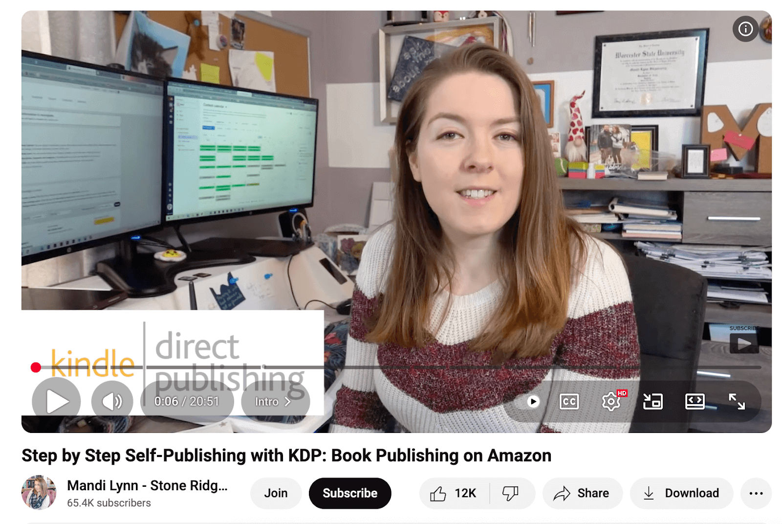 YouTube video tutorial on how to sell online courses on Amazon, explaining setup, compliance, and marketing strategies.