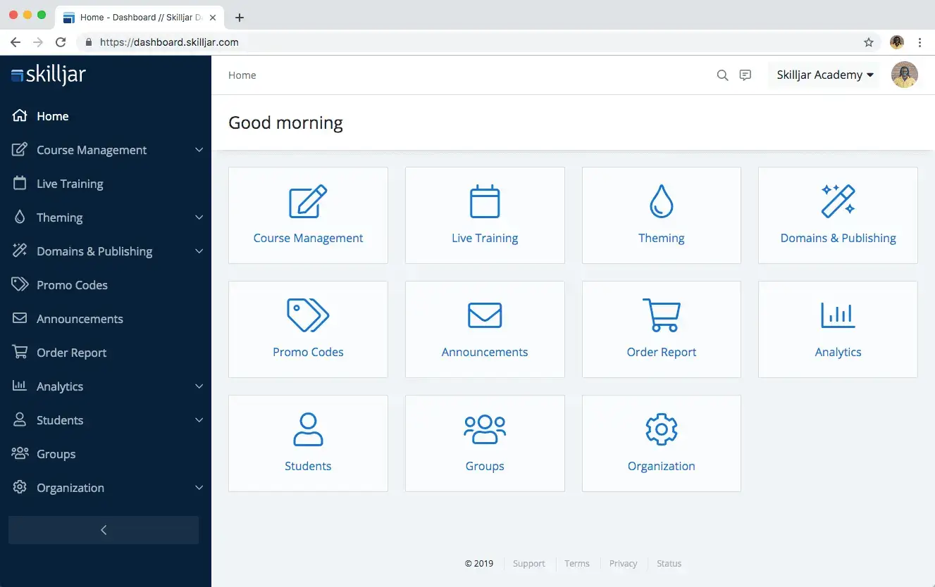 An image showing Skilljar's dashboard.