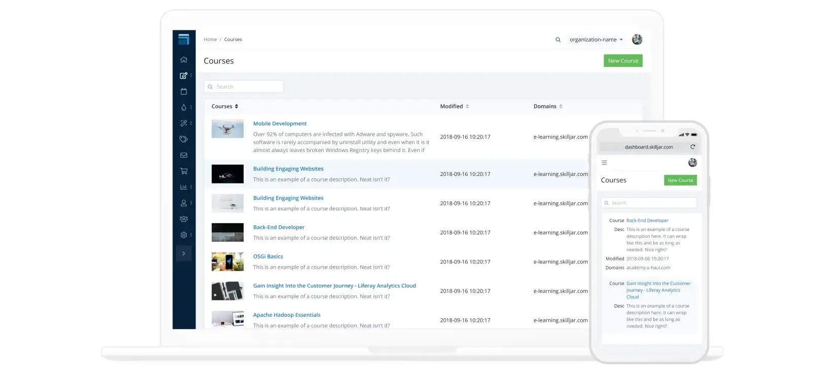 An image showing Skilljar's dashboard.