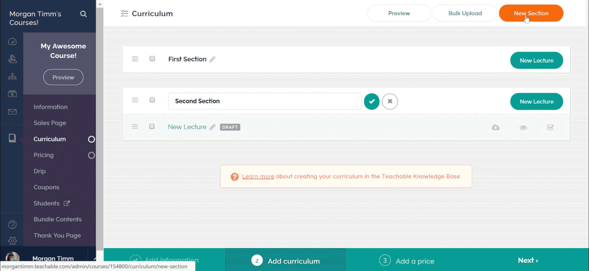 Teachable curriculum creation