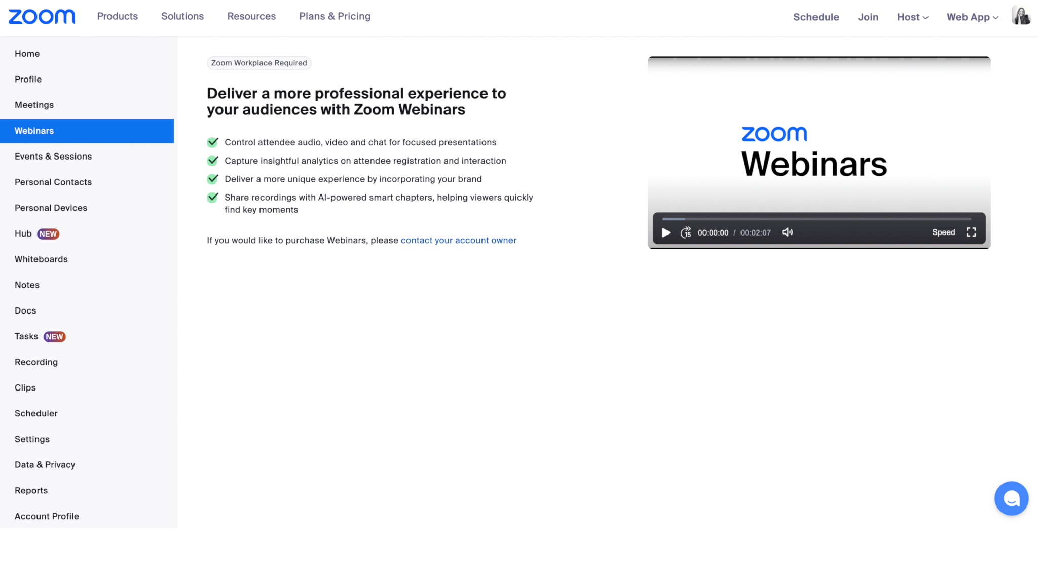 Zoom webinars functionality details