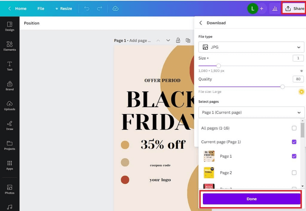 Canva Black Friday screenshot