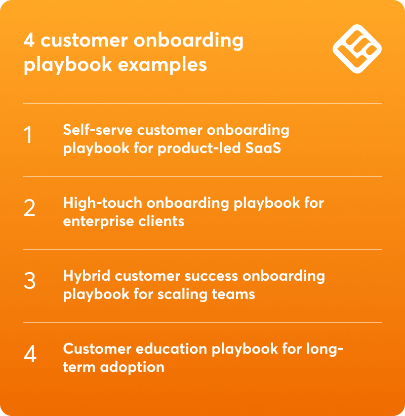 A visual checklist showing 4 customer onboarding playbook examples.