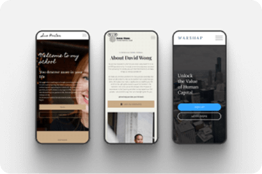 Mobile coaching experience shown across three smartphone screens.
