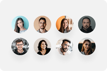 Group of user profile avatars representing secure access.