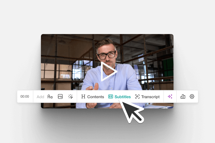 Video player interface showing a presenter with playback controls.