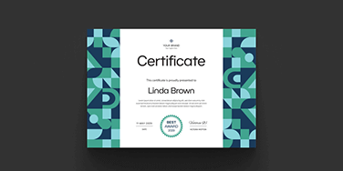 Certificate mockup representing automated certifications and compliance tracking.