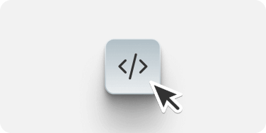 Code brackets icon with a cursor pointer, representing easy course creation from existing content.
