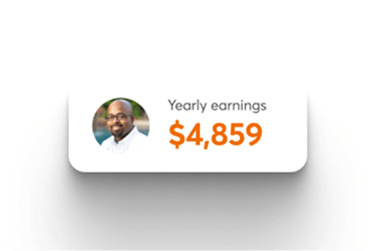 Affiliate earnings summary showing yearly earnings.