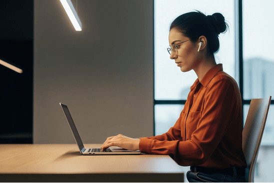 Person presenting educational content on camera