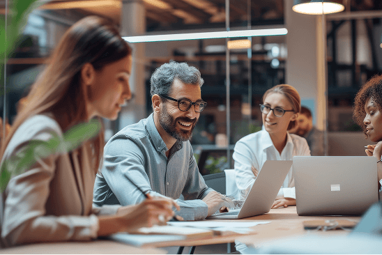 Close-up of hands working on educational materials