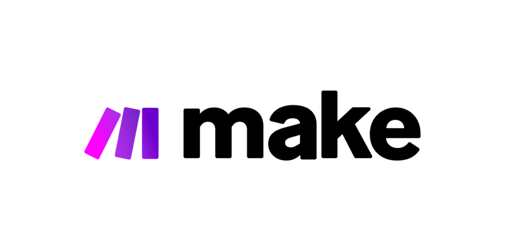 Make logo illustrating integrated LMS workflows supported through LearnWorlds.