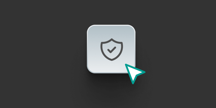 A security icon and cursor pointing to it.