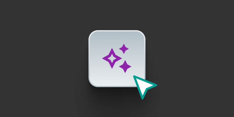 Cursor clicking an AI sparkle icon, representing generating course content with LearnWorlds AI.