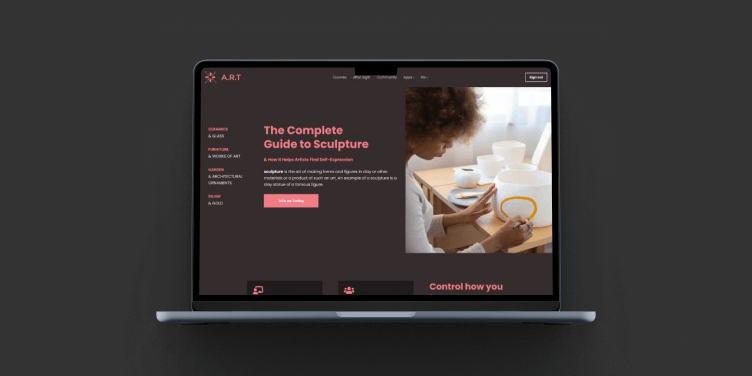 Branded learning portal interface with custom logo and colors