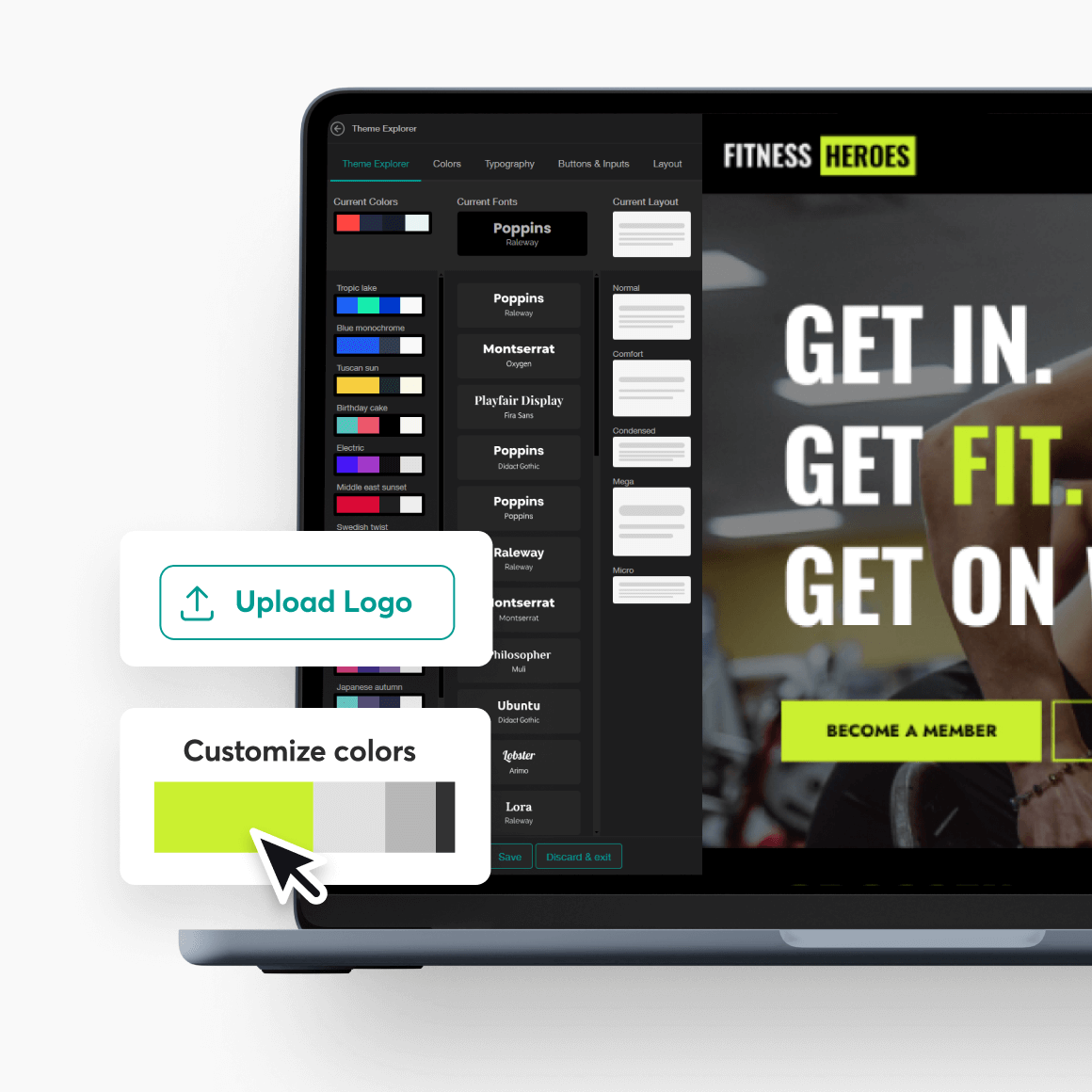 LearnWorlds white-label platform displayed on desktop showing a branded academy interface