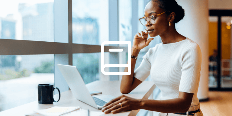 woman checking at her laptop