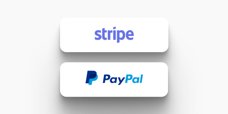 Stripe and PayPal logos stacked on a white tile.