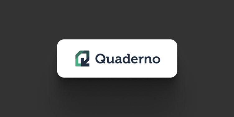 Quaderno logo on a dark tile.