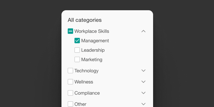 Course Hub sidebar navigation showing categories and course organization