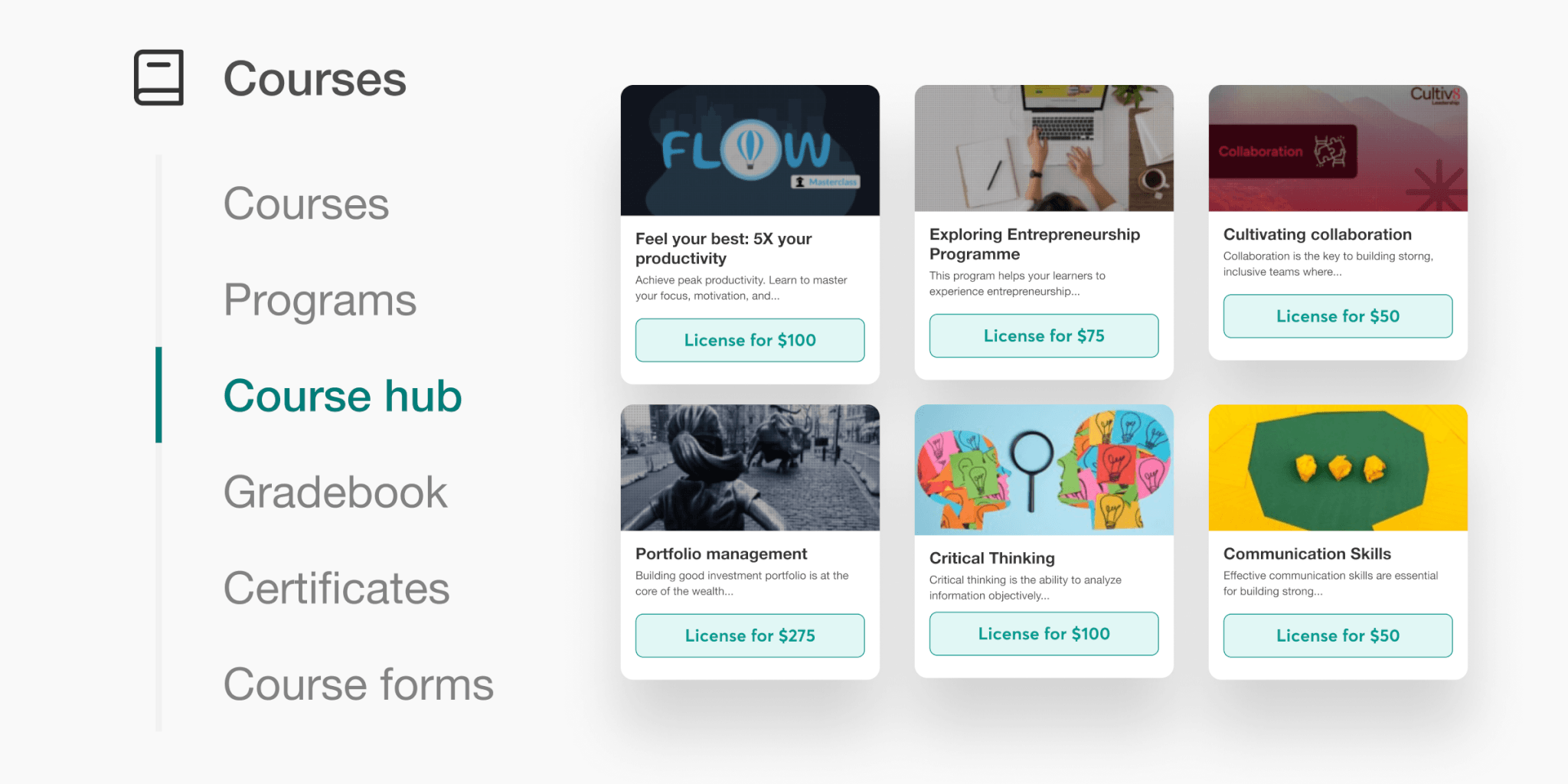 Course Hub | 150+ Ready-to-License Courses | LearnWorlds