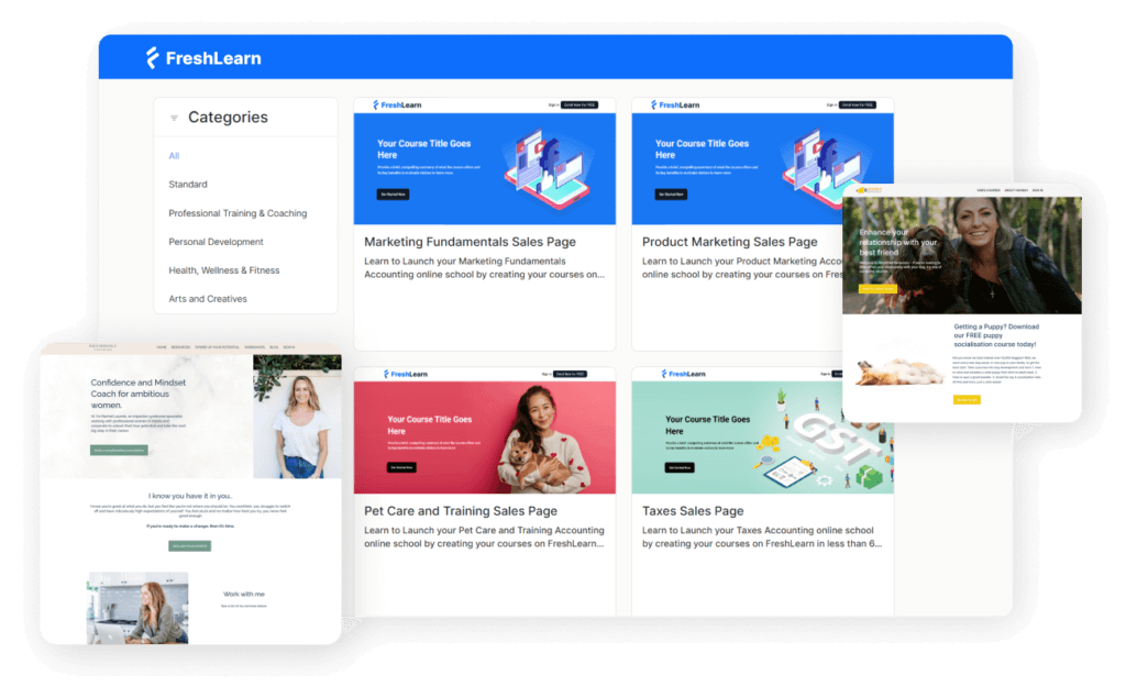 A screenshot showing FreshLearn's platform