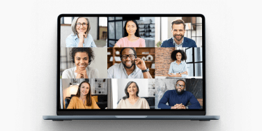 Learners participating in a live online class through a virtual classroom platform.