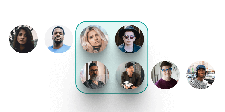 Group of learners connected in an online learning community through a virtual classroom LMS.