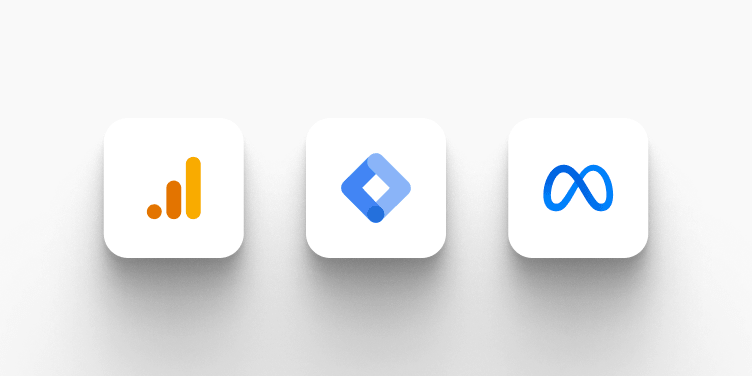 Analytics platform icons (e.g., Google Analytics/Meta-style logos).