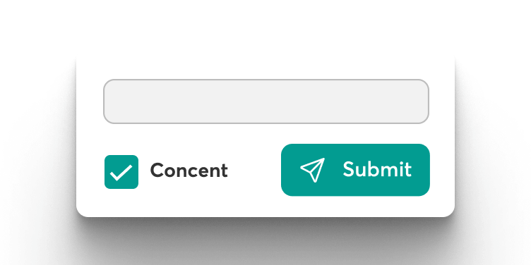 Consent form UI with a checkbox and a ‘Submit’ button.