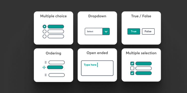 Grid of survey question type cards.