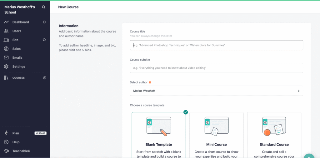 A screenshot showing the Teachable platform.