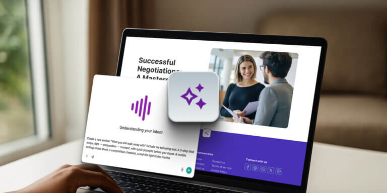 LearnWorlds AI mock up on laptop screen