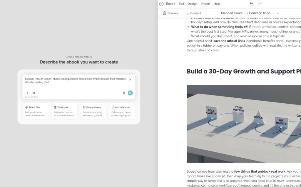 A GIF showing the capability to generate images using the help of LearnWorlds AI.