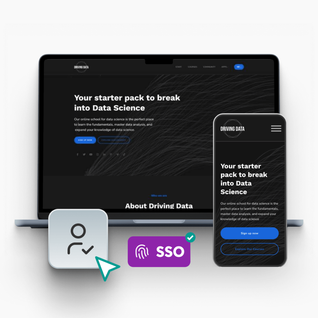 Mobile website preview showing a branded academy landing page.