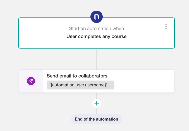 Notify manager on course completion automation.