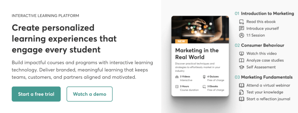 LearnWorlds interactive learning platform homepage